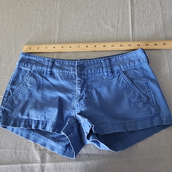 Anchor Blue Vintage y2k Blue Chino Micro Shorts Size 5 Super Low Rise - Picture 5 of 7